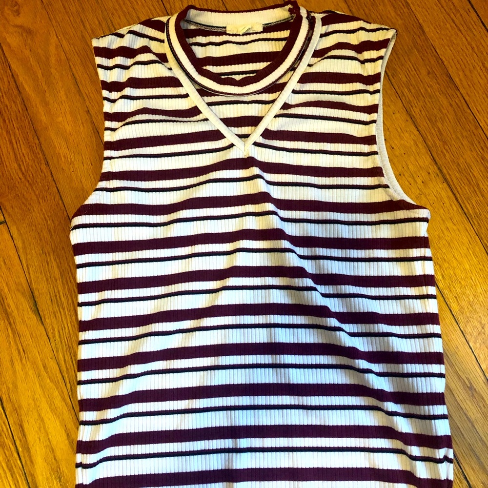 Red/White/Black Striped Top with collar